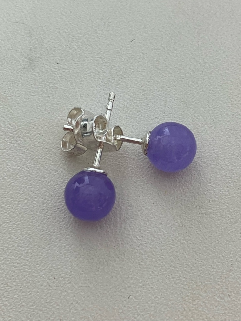 Jade Purple Gemstone Stud Earrings
